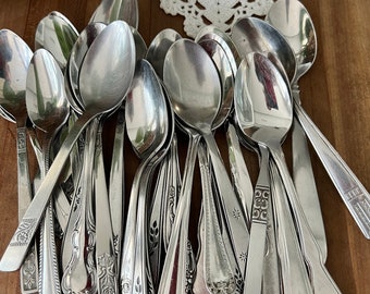 Mismatch Stainless Teaspoons,  Vintage Eclectic Farmhouse Modern Mixed Flatware, Dishwasher Safe