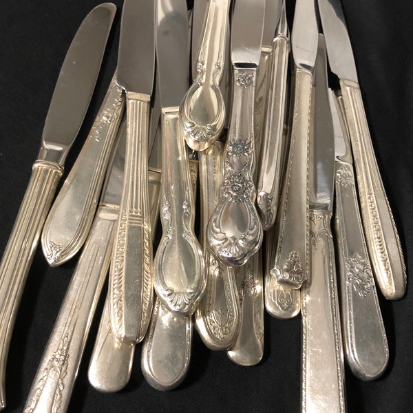 Silverplate Dinner Knives, Bulk Vintage Silverplate Knives, Wedding, Tea Party, Baby Shower, Special Event