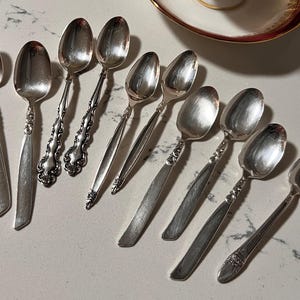 Vintage Mismatched Lot Silverplate Coffee Spoons, Set of 10 Demitasse Spoons