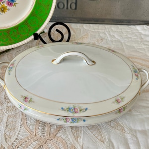 Vintage Noritake The Sedan Oval Covered Vegetable Bowl, Floral Serving Dish, Wedding, Special Event
