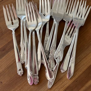 Vintage Silverplate Salad Forks Set: Mismatched Tea Party Flatware