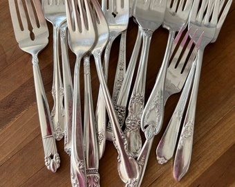 Mismatched Silverplate Vintage Salad Forks, Dessert Forks, Wedding, Tea Party, Baby Shower, Special Event, Silver Plate Fork