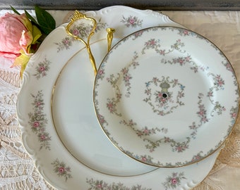 2 Tier Vintage China Cake Stand, Beautiful Large Pink Floral Dessert Display Stand, Cupcake Stand, Shower Gift, Tea Party