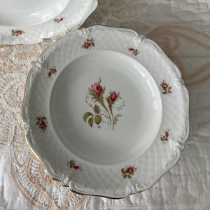 Vintage Eschenbach La Reine Soup Bowls: Pink Rose Salad Bowls, Set of 4