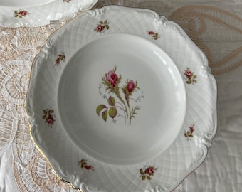 Vintage Eschenbach La Reine Soup Bowls: Pink Rose Salad Bowls, Set of 4