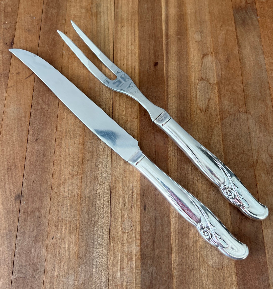 Carving Set Knife Fork Silverplate 1950s Serving Utensils Etsy