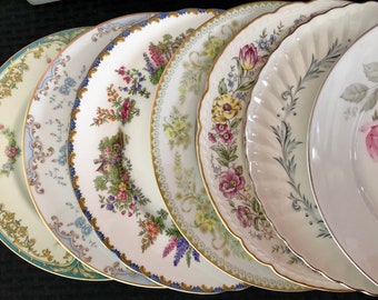 Mismatched Vintage Dinner Plates, Vintage China Plates Farmhouse, Cottage Chic, Wedding Gift, Family Dinner Night Dinnerware