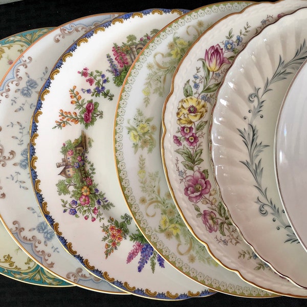 Mismatched Vintage Dinner Plates, Vintage China Plates, Dream Wedding Farmhouse, Cottage Chic, Wedding Gift, Family Dinner Night Dinnerware