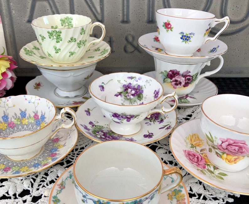Mismatched Tea Cups and Saucers Vintage Mix and Match China Etsy
