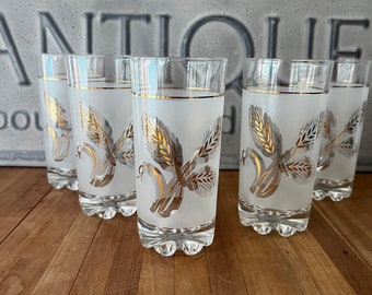 Covetro Frosted Highball Glasses - Set of 5 Vintage Cocktail Glasses