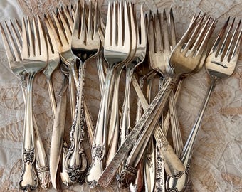 Bulk Silverplate Vintage Dessert /Salad Forks: Tea Party, Special Event- Clean & table ready.