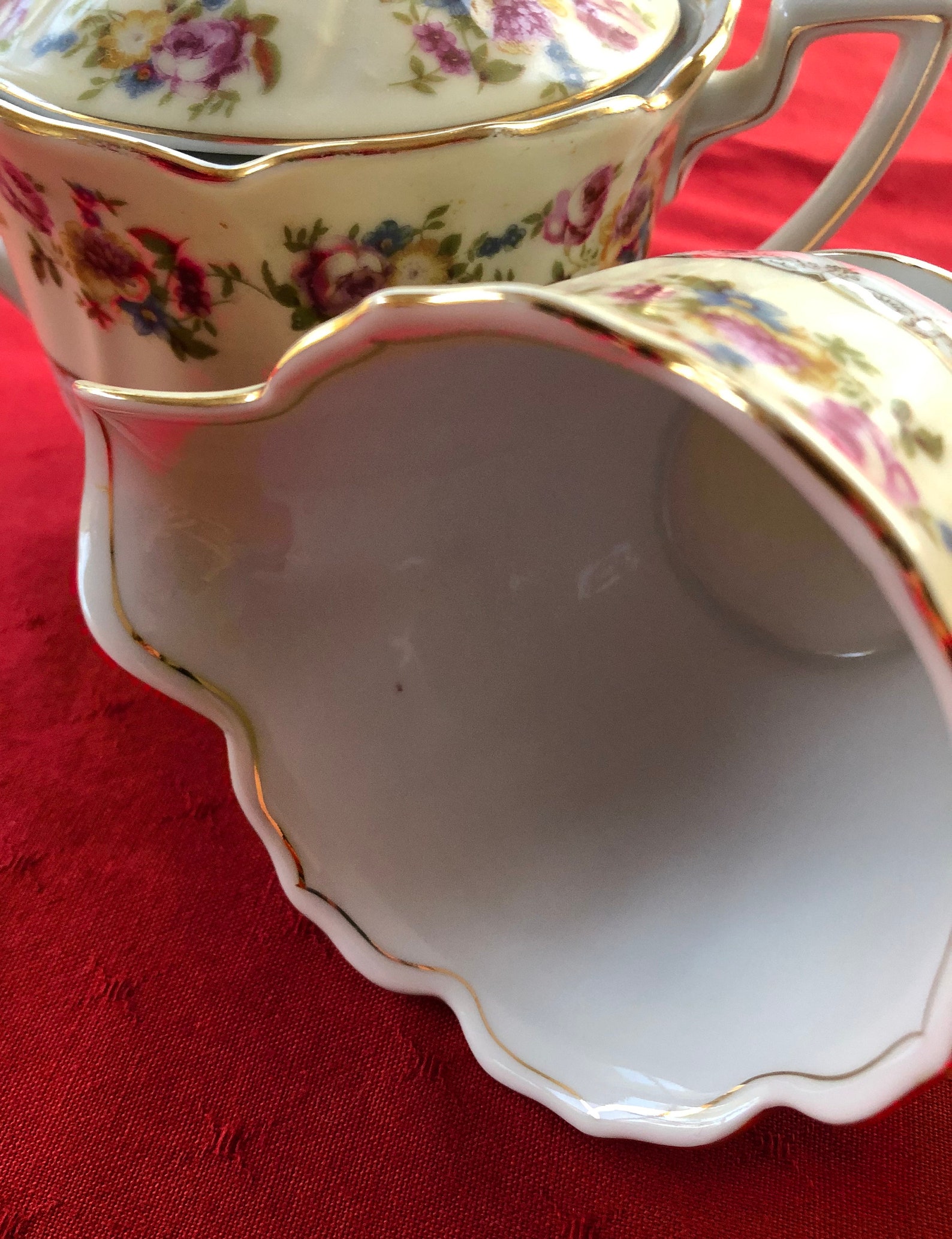 Vintage Sugar Bowl and Creamer Set GOLD CASTLE Made in Etsy