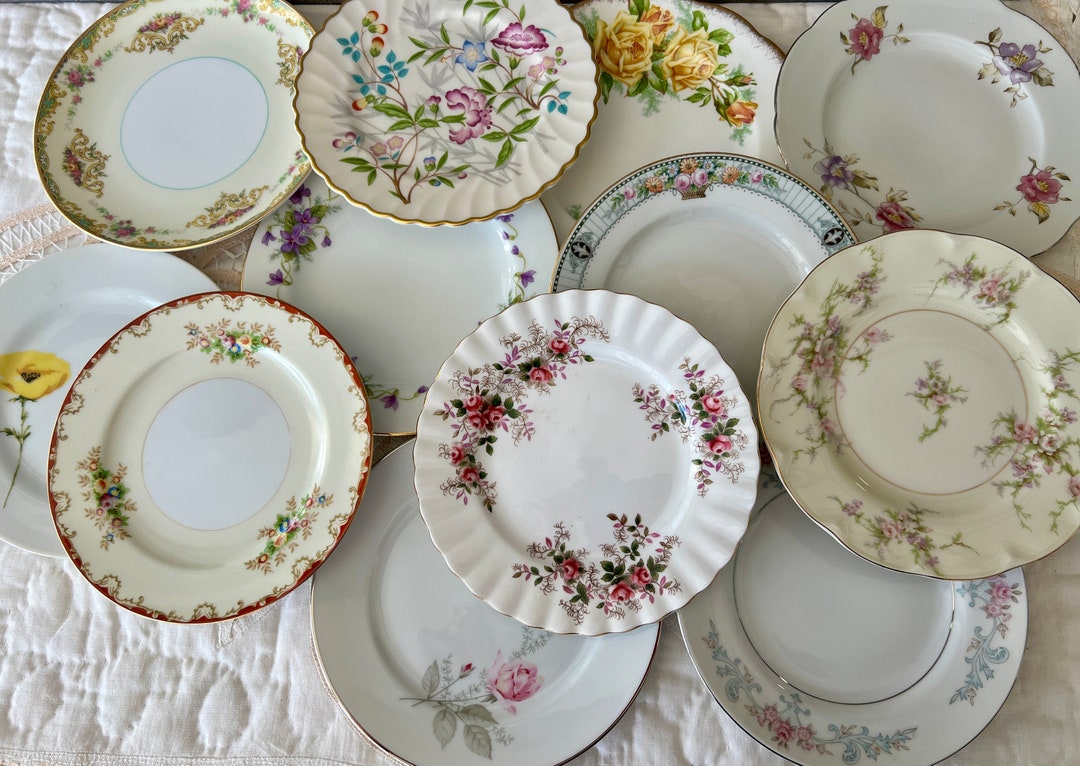 Mismatched Vintage Dessert Plates Fine Bone China Wall Decor Wedding Reception Dishes Vintage Table Setting Bulk Plates Etsy