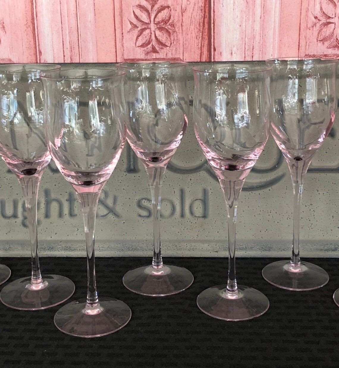 Noritake Pink Water Goblets Royal Pierpont Pink Swirl Blown Etsy