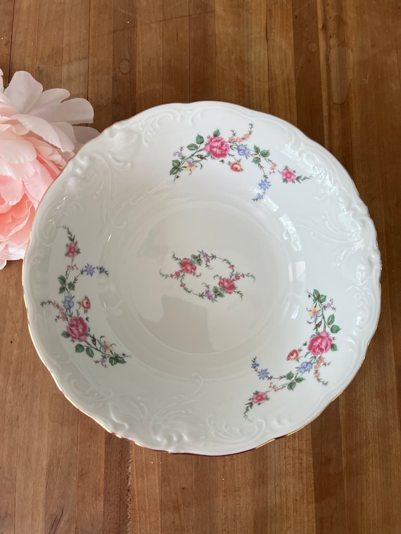Vintage Wawel Rose Garden Round Serving Bowl, Elegant China Dish