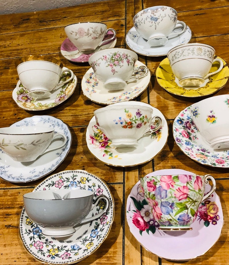 Mismatched Tea Cups and Saucers Vintage Bulk Mismatched Etsy