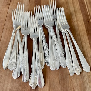 Silverplate Dinner Forks Mismatched/Vintage Flatware/Assorted Silver Plate Mismatched Bulk Forks