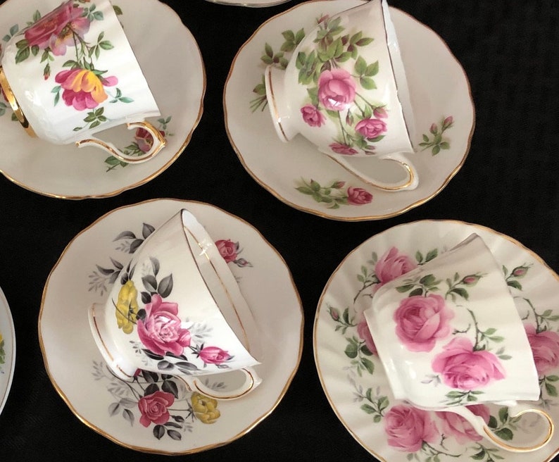 Mismatched Tea Cups and MATCHING Saucers Vintage Bulk Etsy
