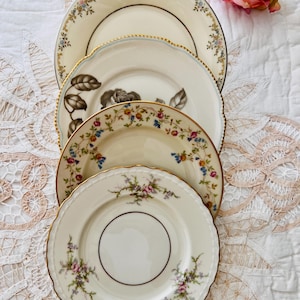 Mismatched Vintage Dessert Plates - Set of 4 - Tea Party Tableware