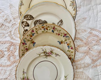 Mismatched Vintage Dessert Plates - Set of 4 - Tea Party Tableware