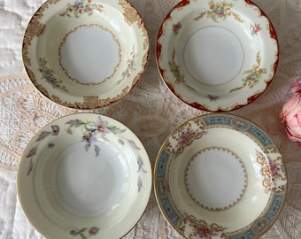 Vintage Mismatched Small Dessert Bowls, Berry Bowls, Tea Party, Bridal Luncheon, Special Event - Set of 4