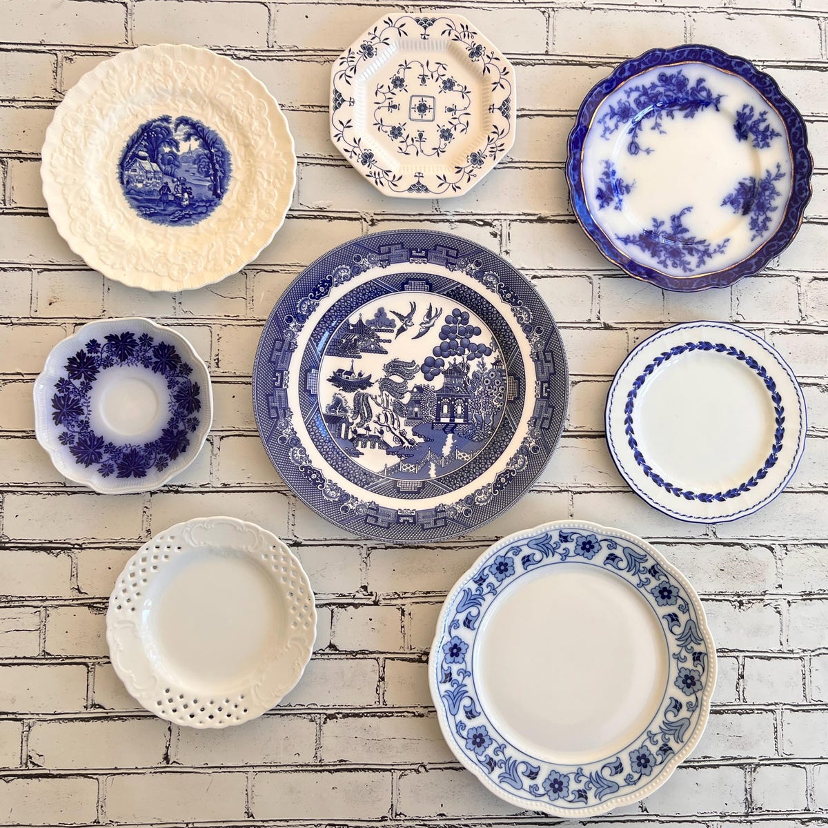 Mismatched Floral Transferware Plates- Set of 8 Vintage Wall Decor - Etsy