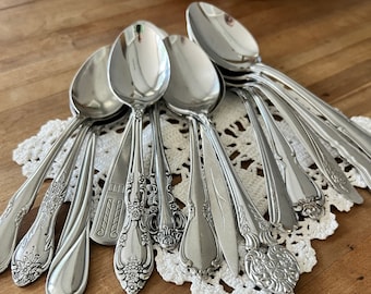Vintage Mismatched Stainless Soup/Table Spoons Eclectic, Farmhouse, Modern Mixed Flatware- Dishwasher Safe