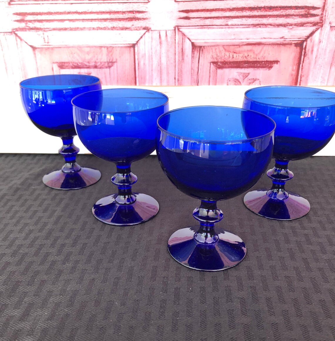Vintage Cobalt Blue Cocktail Glasses Nybro Swedish Blown Blue Etsy