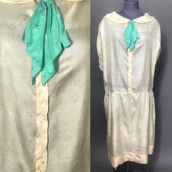 1920s day dress, pongee silk