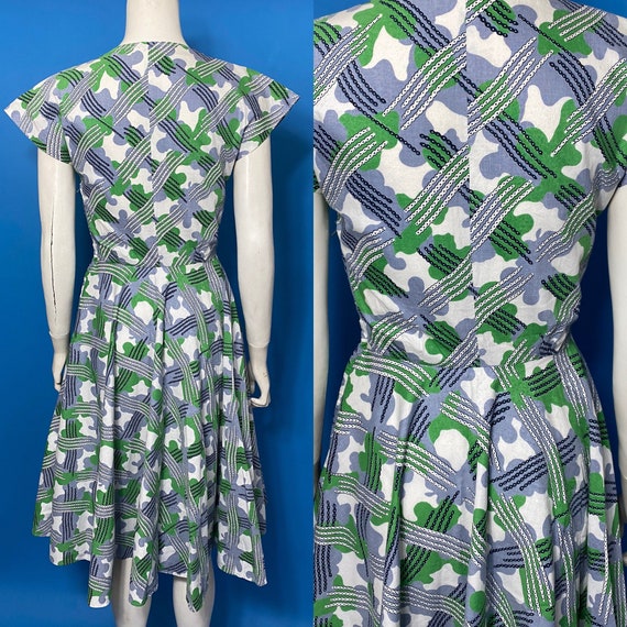 1940s summer dress, novelty print cotton - image 2