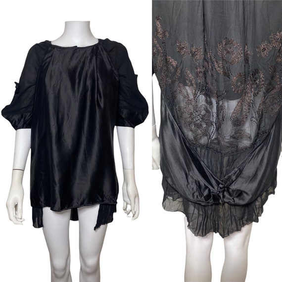 1910s or 20s tunic blouse with beading and embroi… - image 1