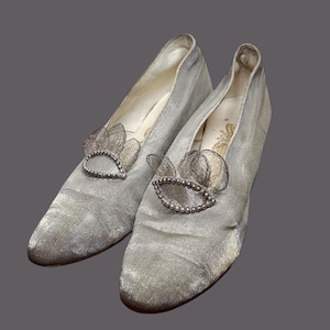 Edwardian silver lame evening shoes