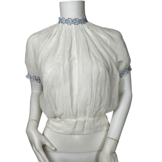 1930s Peasant Blouse - silver emb