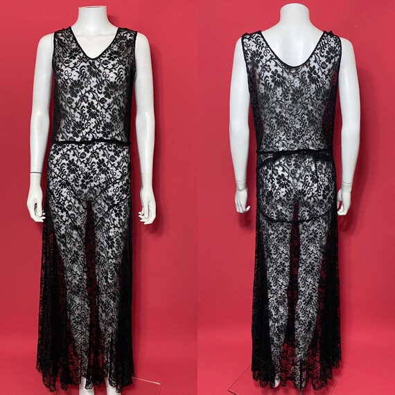 1930s evening dress in black lace