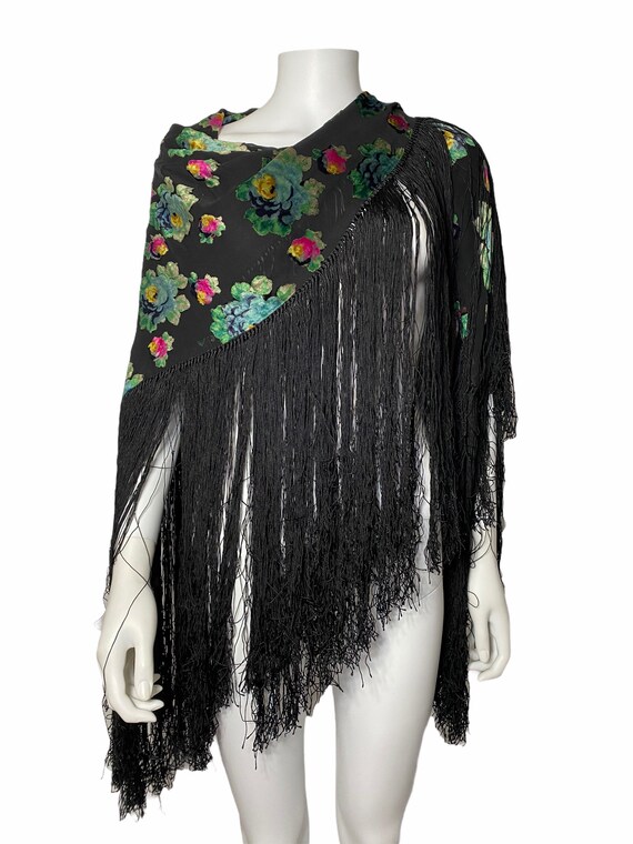 1920s devore shawl, devoré - image 3