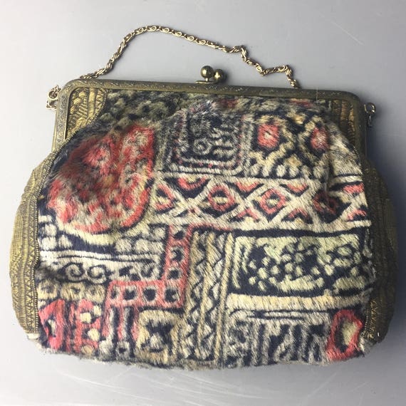 1920s carpet bag / 1920s lamé purse