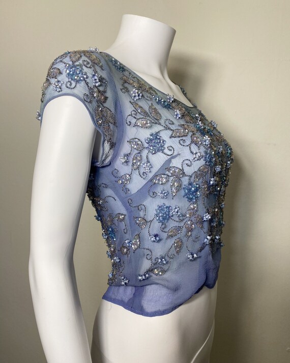 Silk chiffon bead and sequin blouse 1950s, 30s sty