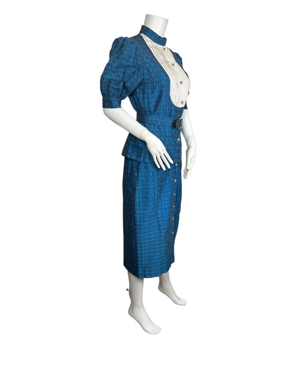 Early 1980s blue silk Bellville Sassoon skirt suit - image 6