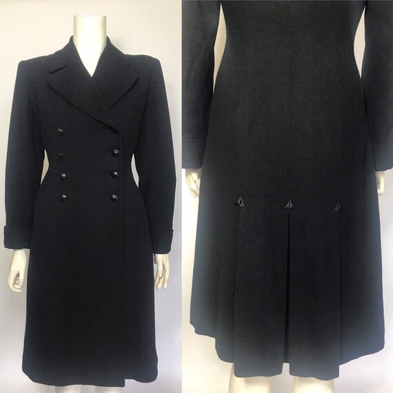 1940s princess coat with strong shoulders