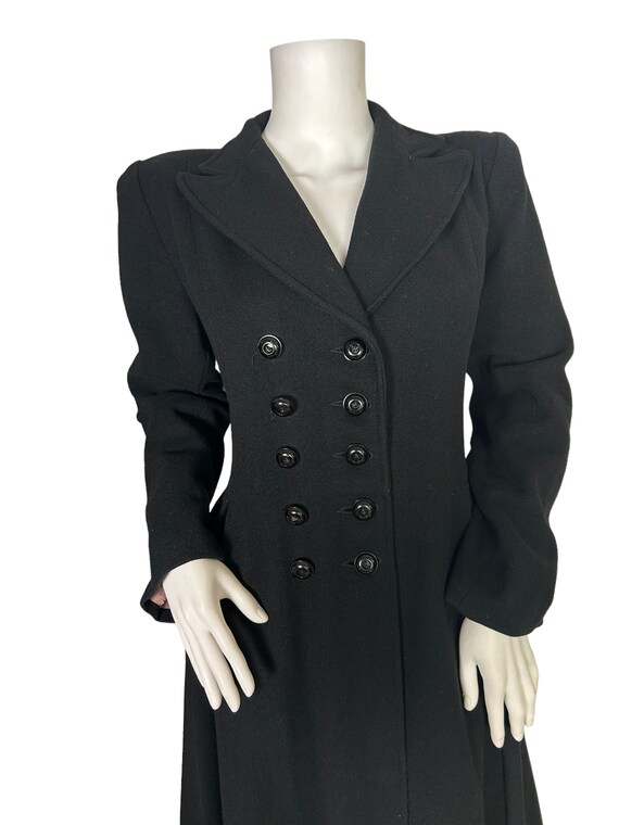 XXS 1940s Princess Coat  Light Brown Statement Sleeves Sheared Fur Collar Double Breasted