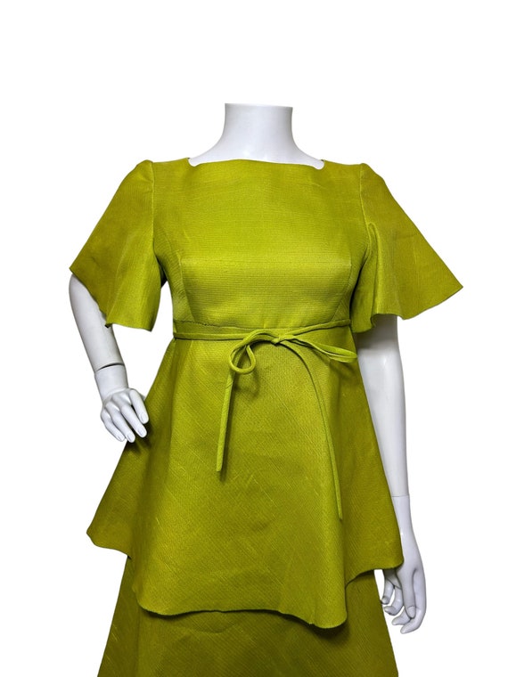 1970s Pierre Cardin tiered dress in acid green - image 2