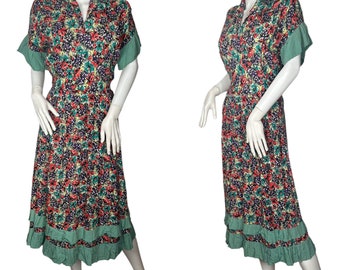 1940s tea dress in floral rayon