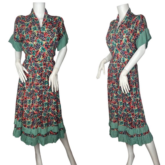 1940s tea dress in floral rayon - image 1