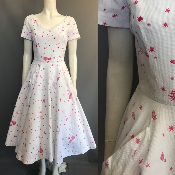 1950s novelty print dress