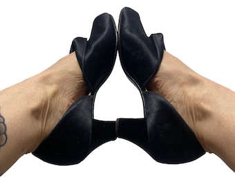 1949 Daniel Green slippers, black silk satin