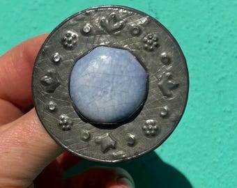 Arts & Crafts era Ruskin style pewter brooch