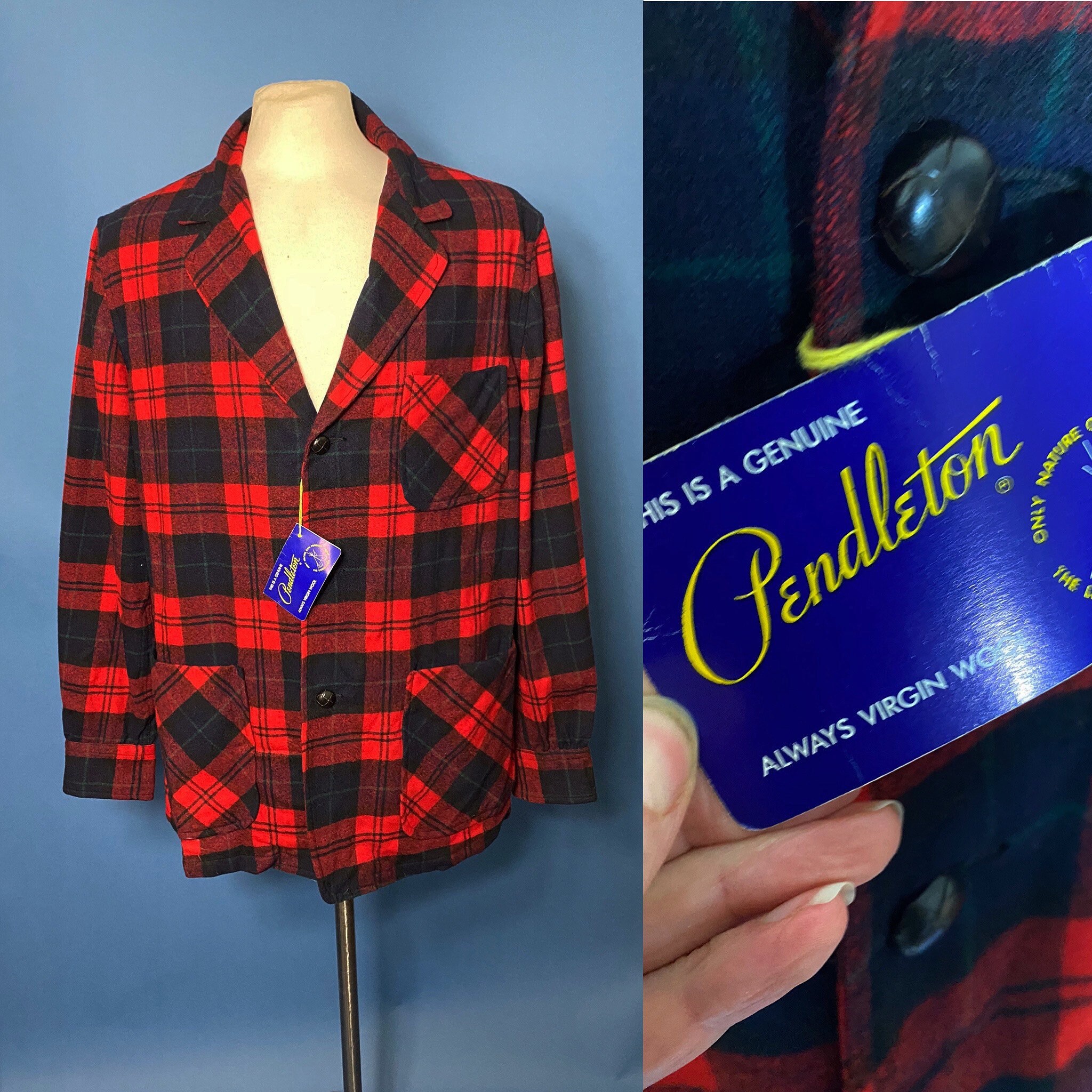Image of 1950S 1960S Pendleton Jacket, Red Plaid