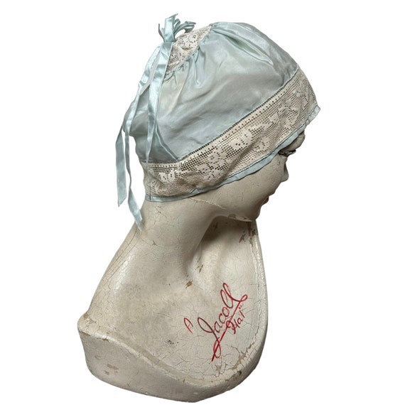 1920s silk bed cap, boudoir cap - image 1