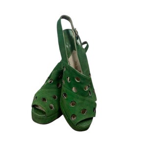 green 1940s platform sandals