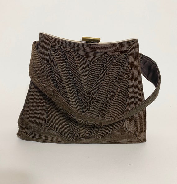 1940s corde bag, V for victory design